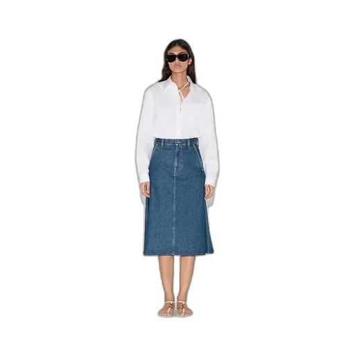 Mid-Length Denim Skirt