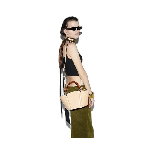 Small Bamboo Top Handle Tote Bag