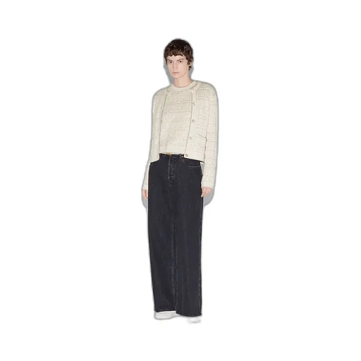 Wool And Lamé Check Jacquard Cardigan