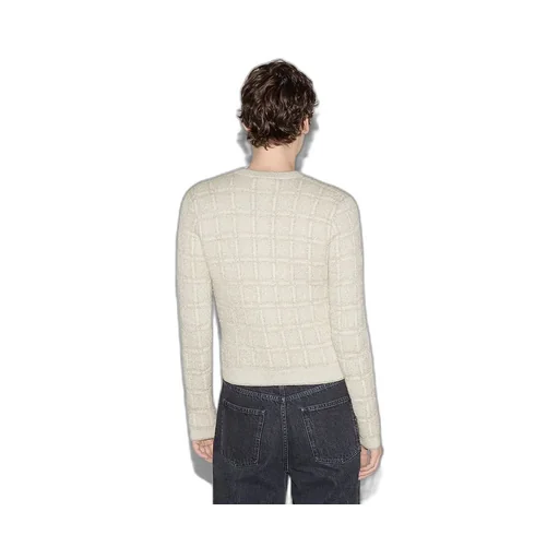 Wool And Lamé Check Jacquard Cardigan
