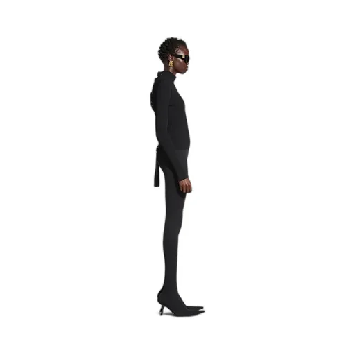 Lace-Up Fitted Turtleneck