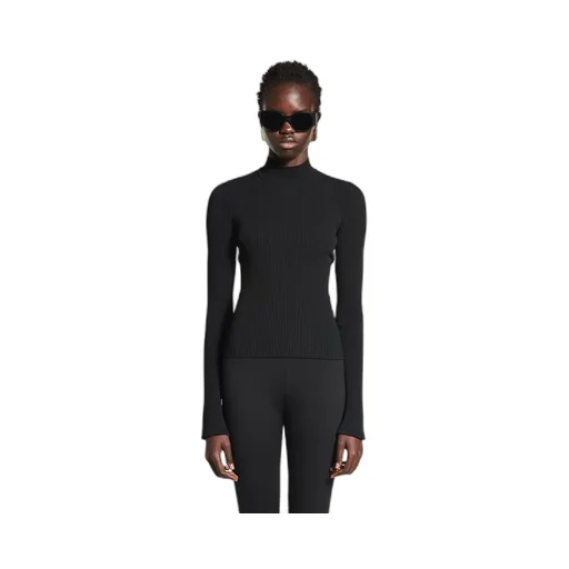 Lace-Up Fitted Turtleneck