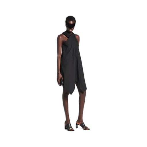 Twisted Sleeveless Shirt Dress