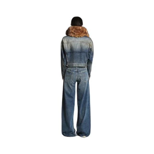 Animal-Free Fur Collar Denim Jacket