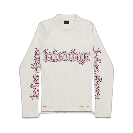 Blackletter Script Fitted Long Sleeve T-Shirt
