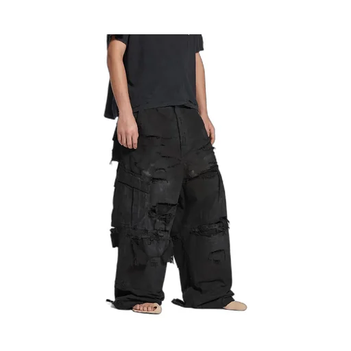 Distressed Large Cargo Pants