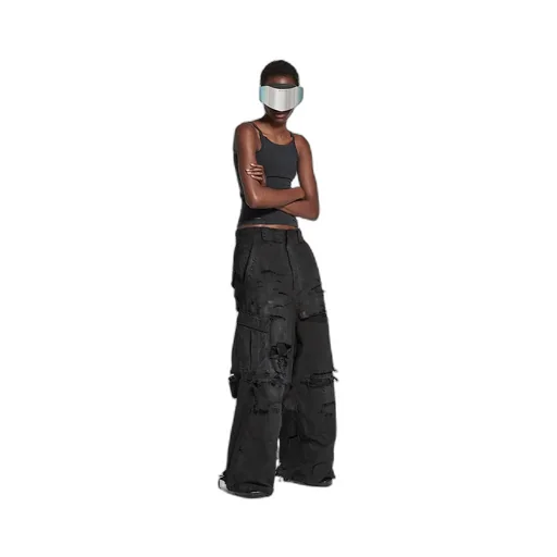 Distressed Large Cargo Pants