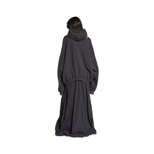 Blackletter Script Pulled Zip-Up Hoodie Large Fit