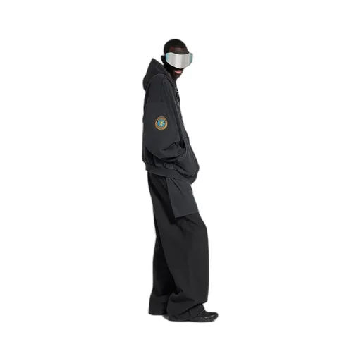 Uniform Patch Zip-Up Hoodie Large Fit