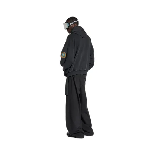 Uniform Patch Zip-Up Hoodie Large Fit