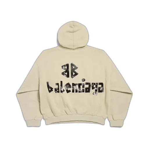 Tape Type Ripped Pocket Hoodie