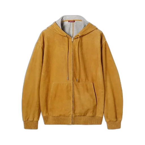 Suede Zip Sweatshirt With Embossed Logo