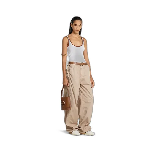 Cotton Twill Pants With Tie Sides