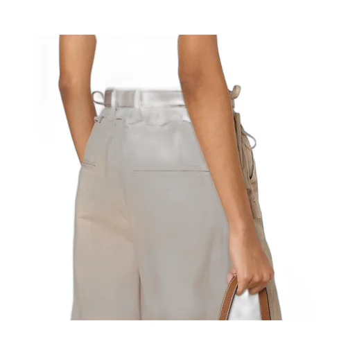 Cotton Twill Pants With Tie Sides