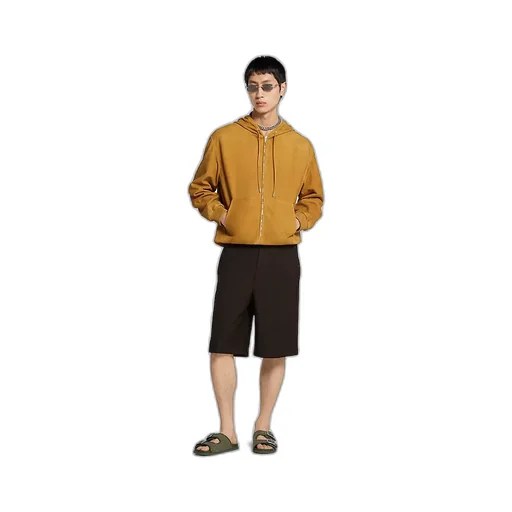 Suede Zip Sweatshirt With Embossed Logo
