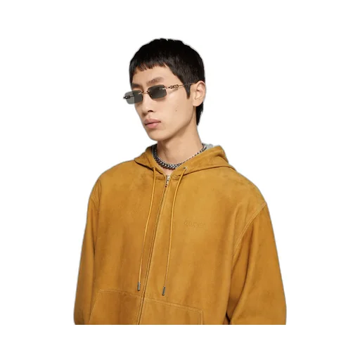 Suede Zip Sweatshirt With Embossed Logo