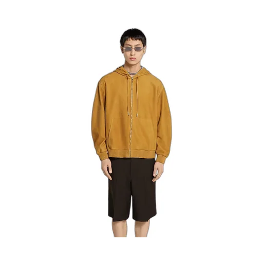 Suede Zip Sweatshirt With Embossed Logo