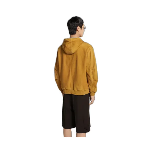 Suede Zip Sweatshirt With Embossed Logo