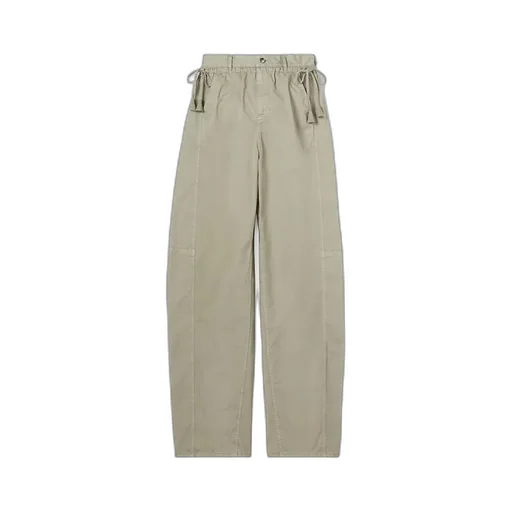 Cotton Twill Pants With Tie Sides