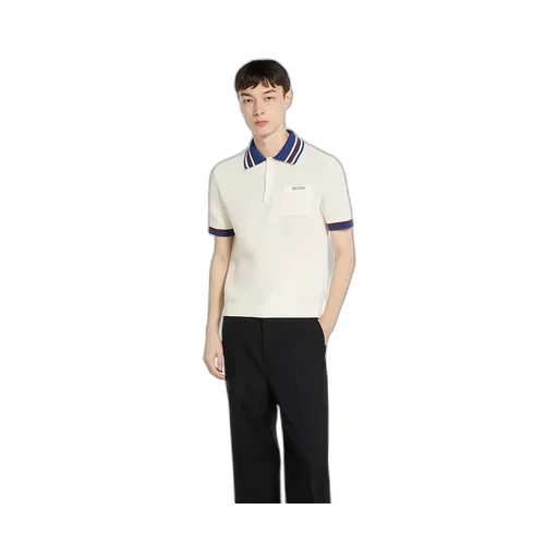 Cotton Piquet Polo Shirt With Intarsia