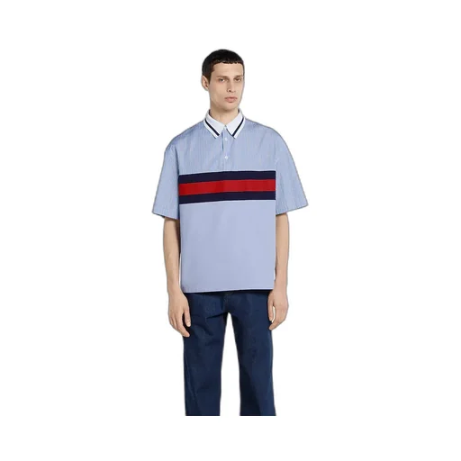 Striped Cotton Poplin Polo Shirt