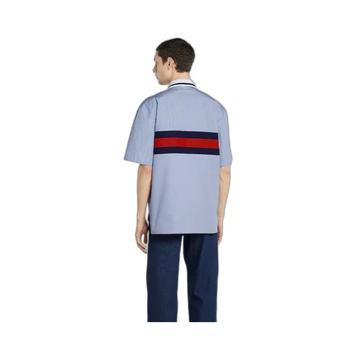 Striped Cotton Poplin Polo Shirt