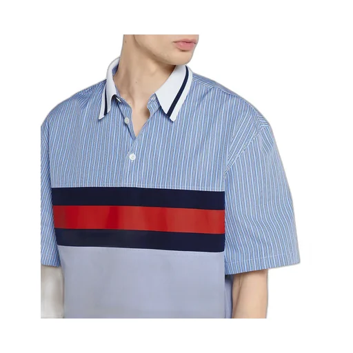 Striped Cotton Poplin Polo Shirt