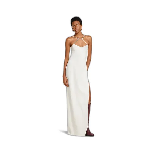 Long Silk Dress With Crystal Horsebit