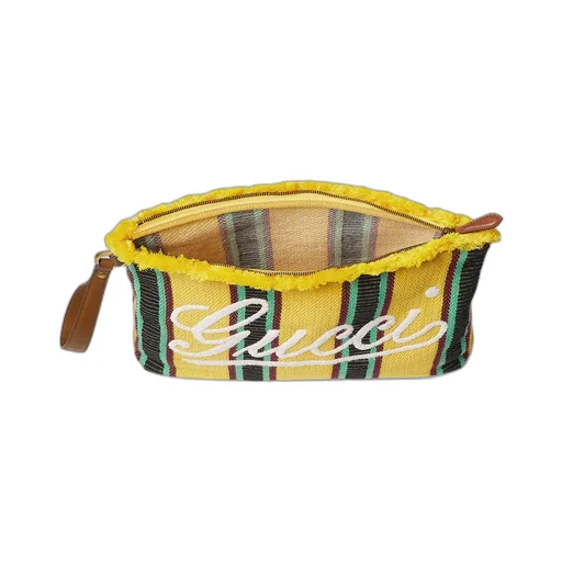 Large Embroidered Canvas Pouch