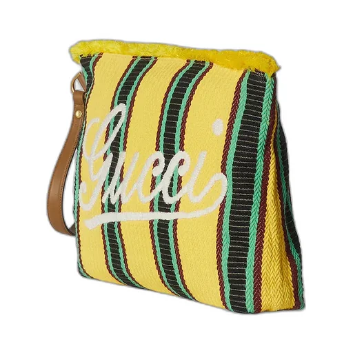Large Embroidered Canvas Pouch