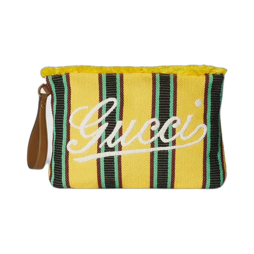 Large Embroidered Canvas Pouch