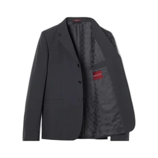Single-Breasted Wool Twill Jacket