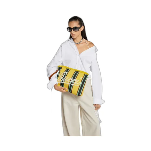 Large Embroidered Canvas Pouch