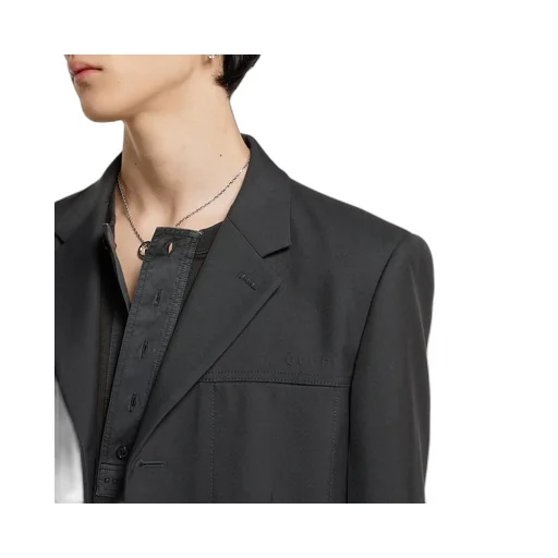 Single-Breasted Wool Twill Jacket