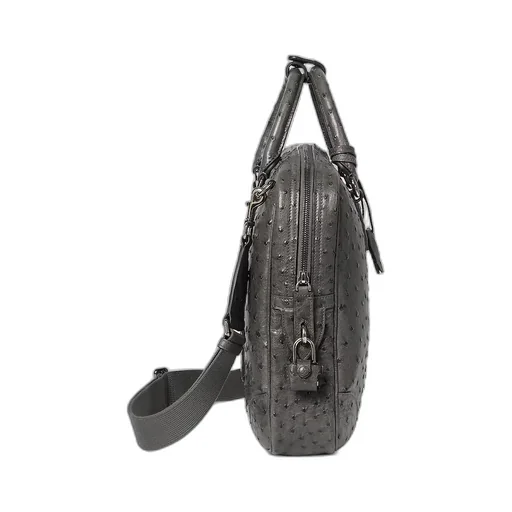 Ostrich Briefcase With Double G