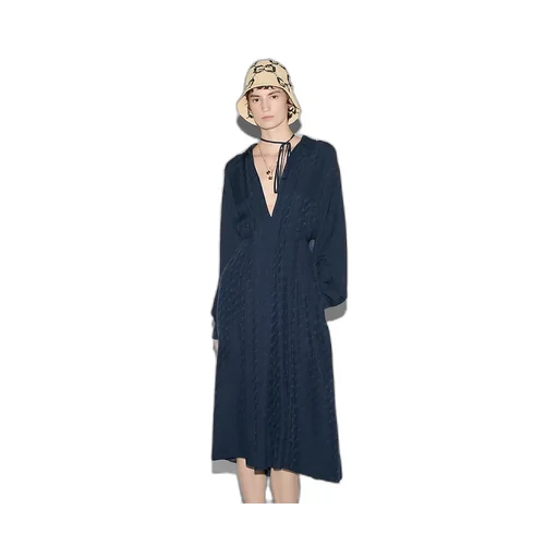 Gg And Chain Silk Jacquard Dress