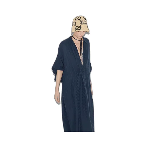 Gg And Chain Silk Jacquard Dress
