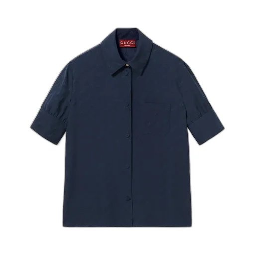 Gg And Chain Silk Jacquard Shirt