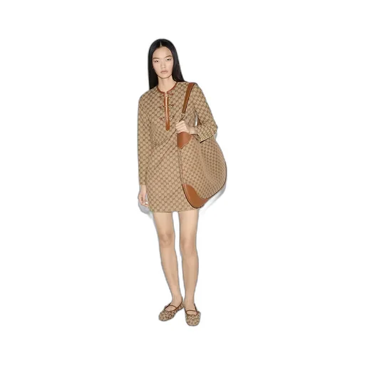 Gg Canvas Dress With Horsebit