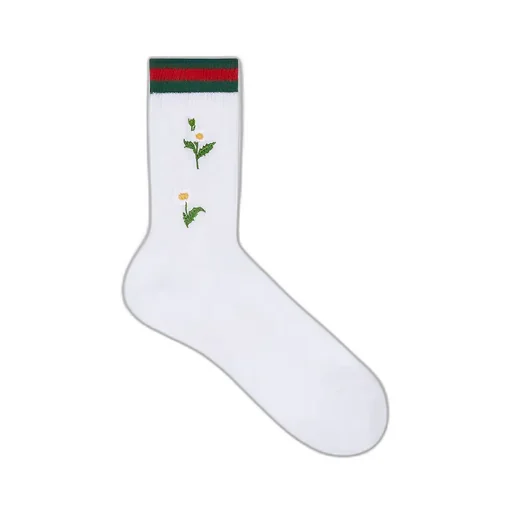Embroidered Cotton Blend Socks