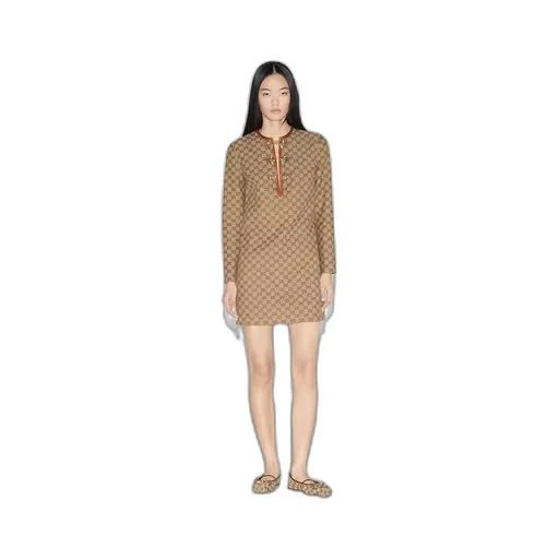 Gg Canvas Dress With Horsebit