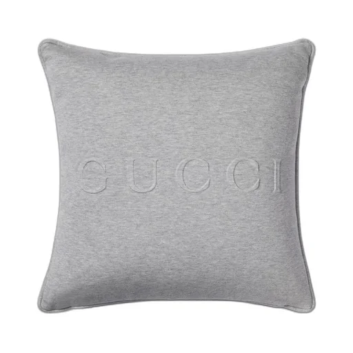 Embossed Jersey And Leather Cushion