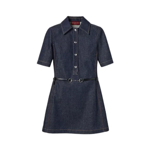 Denim Mini Dress With Horsebit