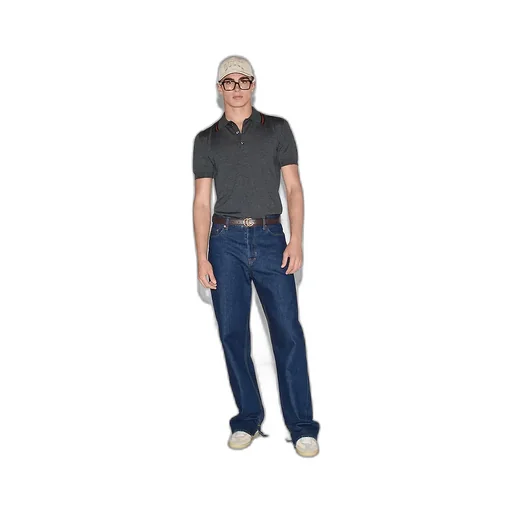 Wool Knit Polo Shirt With Web