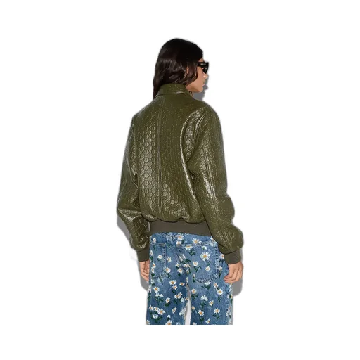 Gg Embossed Leather Bomber Jacket