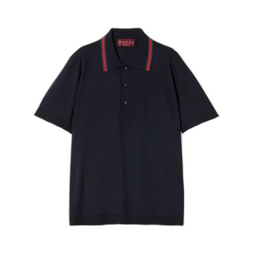 Wool Knit Polo Shirt With Web