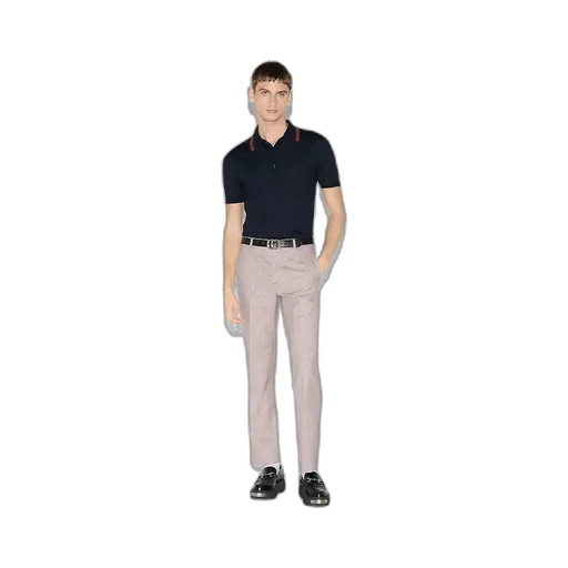 Wool Knit Polo Shirt With Web