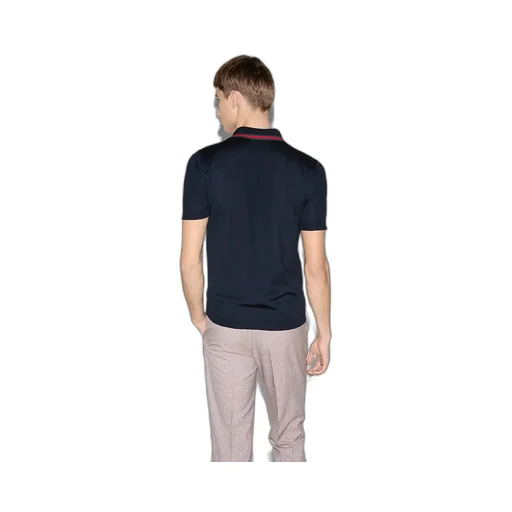 Wool Knit Polo Shirt With Web