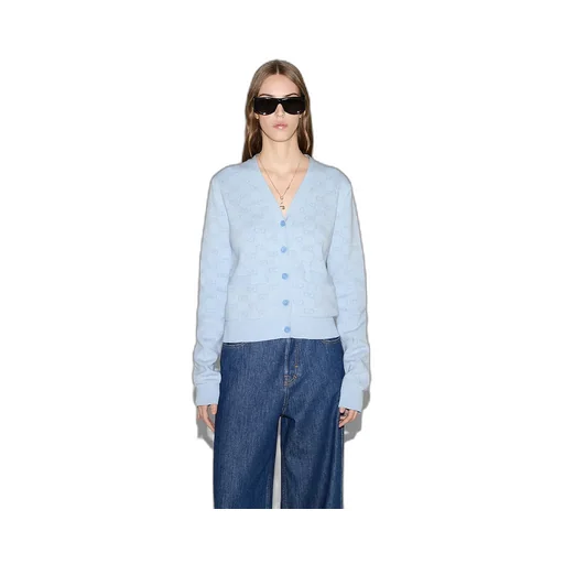 Fine Cotton Gg Jacquard Cardigan
