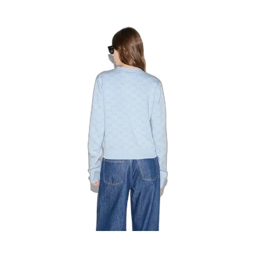 Fine Cotton Gg Jacquard Cardigan